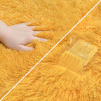 2x6 Bedside Area Rugs for Bedroom Soft Fluffy Shag Beige Yellow Carpet for - Image 6