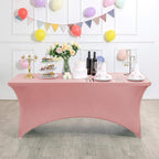 2Pack Spandex Table Cover for 6Ft or 4fT or 8ft Table Universal Fitted Stretch Tablecloth for Party, Banquet, Wedding and Events-Dusty Pink