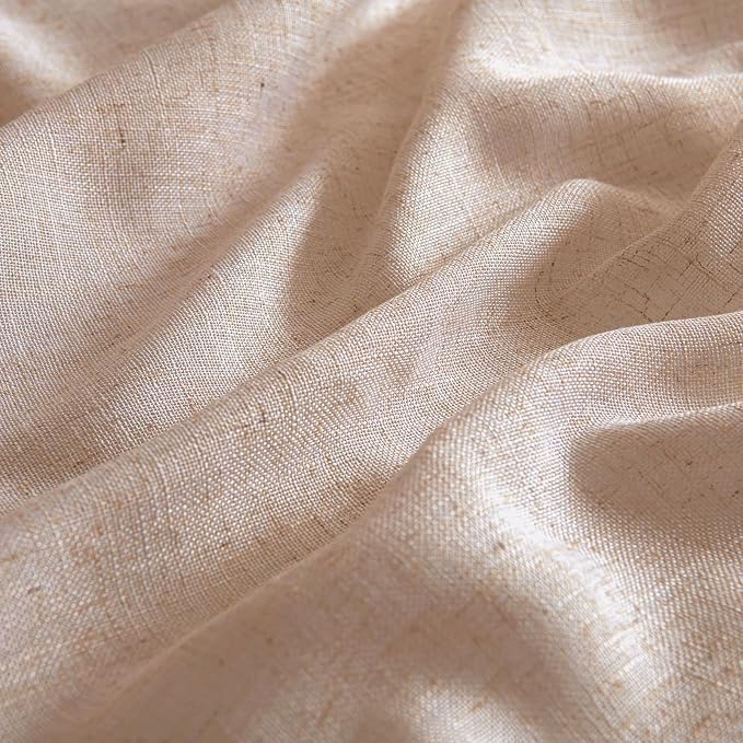 MIULEE Natural Beige Linen Curtains 52x108 Inch - Image 4