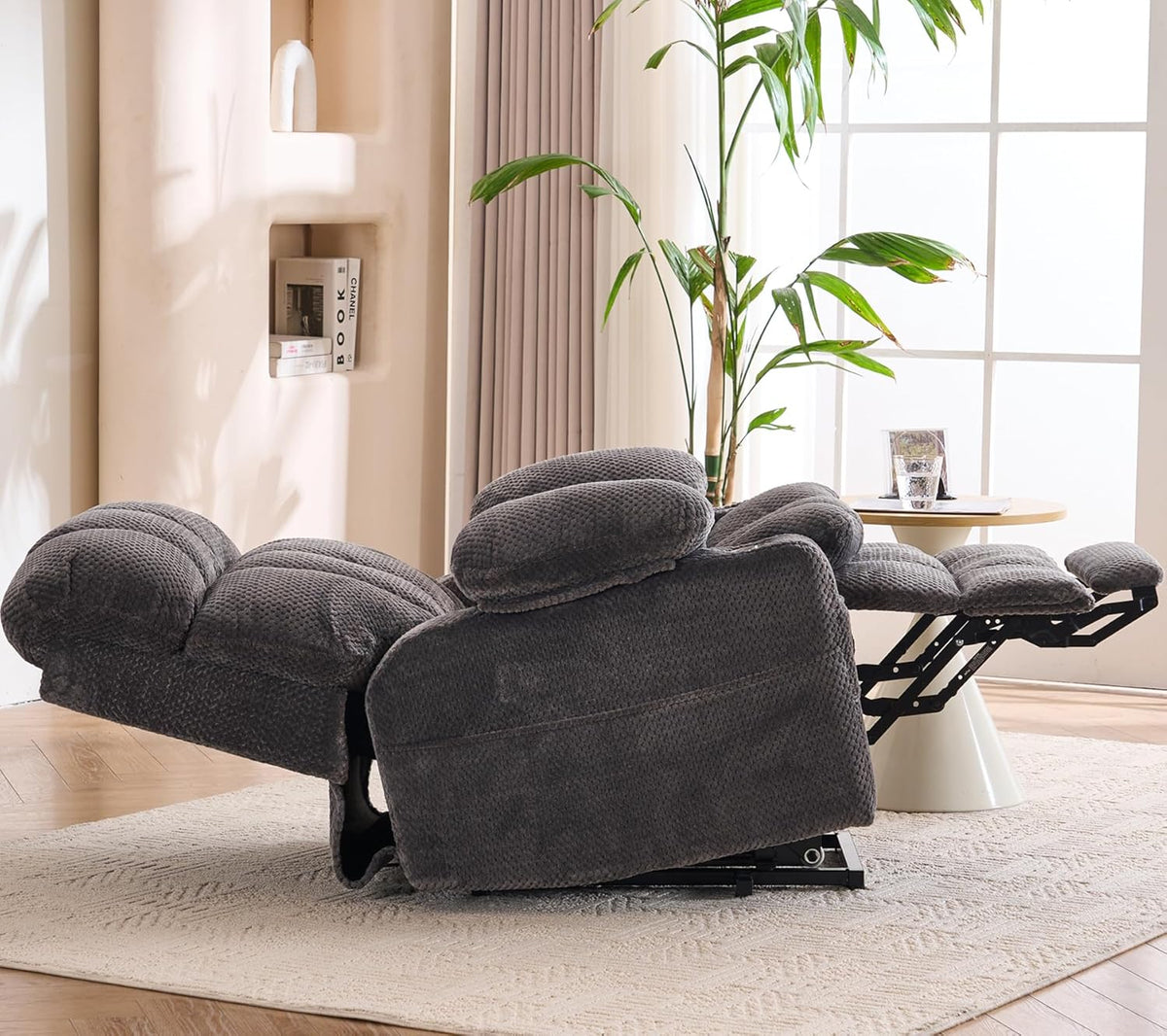 Dual Motor Power Lift Recliner Chair for Elderly,Electric Lift Chair with Adjustable Headrest, Heat and Massage,Lay Flat Recliner with Cup Holders,USB Ports,Type C,Zero Gravity, Grey