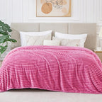 BEDELITE Ribbed Jacquard Hot Pink Blankets Queen Size - Image 6