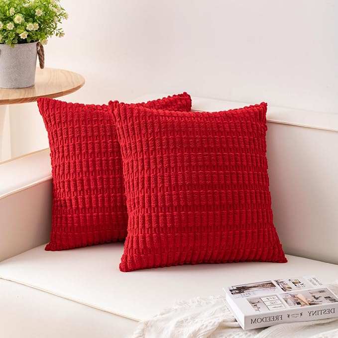 Aegero Pack of 2 Corduroy Decorative Throw Pillow Covers 18x18 Inch by Unknown