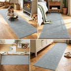 2x6 Light Grey Solid Runner Rug Washable Non-Slip - Image 3