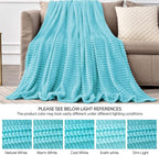 BEDELITE 3D Ribbed Light Blue Fleece Throw Blanket - Image 5