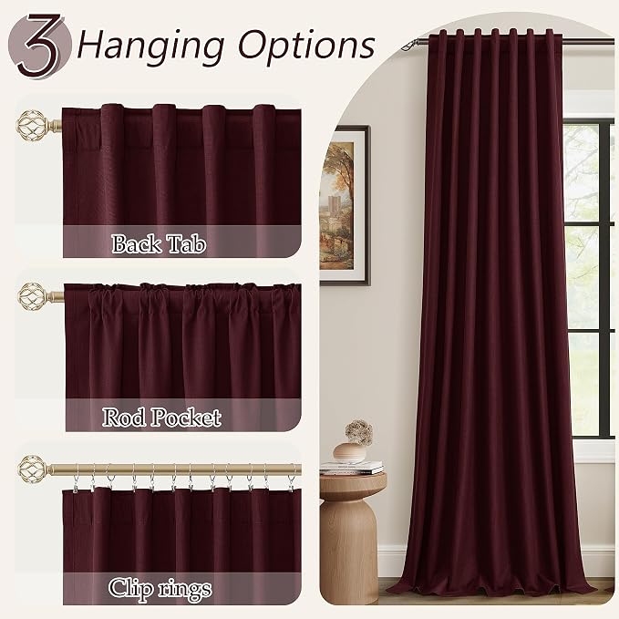 100% Blackout Curtains 120 Inch Length 2 Panels Set - Image 6