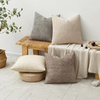 MIULEE Decorative Chenille Pillow Covers Neutral Beige 22x22 Pack of 4 | Modern - Image 4