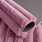 Dusty Rose Rabbit Striped Plush Rug 5'x8', Fluffy Shaggy Area Rug - Image 5
