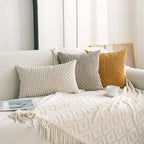 Set of 4 Taupe Decorative Throw Pillow Covers 26x26 Inch Corduroy Pillow Covers - Image 3