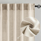 MIULEE Beige Linen Curtains 52x90 Inch 2 Panels - Image 2