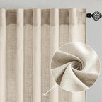 MIULEE Beige Linen Curtains 52x54 Inch Length - Image 2
