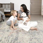 2x5 Washable Runner Rug：Modern Abstract Kitchen Soft Carpet Taupe | - Image 2