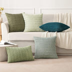 MIULEE Corduroy Decorative Throw Pillow Covers 18x18 Olive Green Pack of 2 | - Image 4
