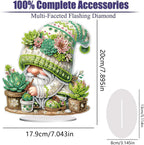 Diamond Painting Kits for Adults Beginners, 5D Full Drill Dwarf Succulents Crystal Art Desktop Ornament, DIY Single Sided Home Office Desk Decor, Creative Craft Gift Set with Tools