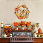 Unfinished Fall Wreaths Wood Crafts to Paint Set of 3, 11" Bulk Autumn Leaves Pumpkin Wreath Ornaments for Painting, Unfinished Wood Cutouts DIY Ornaments for Front Door with Ropes