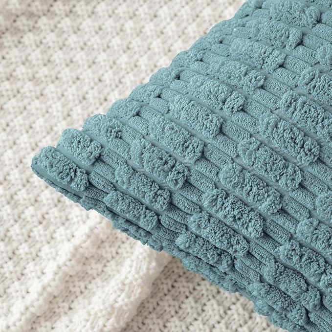 MIULEE Corduroy Decorative Throw Pillow Covers 20x20 Coastal Blue Pack of 2 | - Image 5