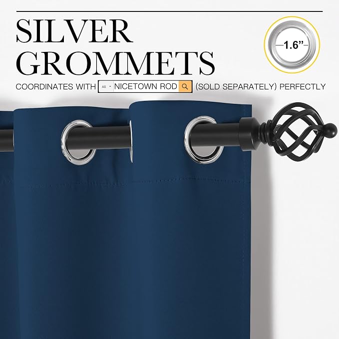 NICETOWN Moroccan Blue Blackout Curtains 90" Long - Image 3