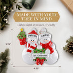 Personalized Couple Ornament 2025 | Free 24h Customization | Laser Engraved Snowman Christmas Ornaments for Tree | Custom Gift Wrapped Family of 2 Festive Holiday Keepsake for Two Persons