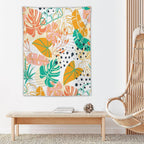 ICMOLYYENLO Tropical Palm Leaves Wall Tapestry, Wall Art for Room Decoration Beautiful Wall Hanging for Bedroom Living Room Dormitory Apartment 60x60 Inch