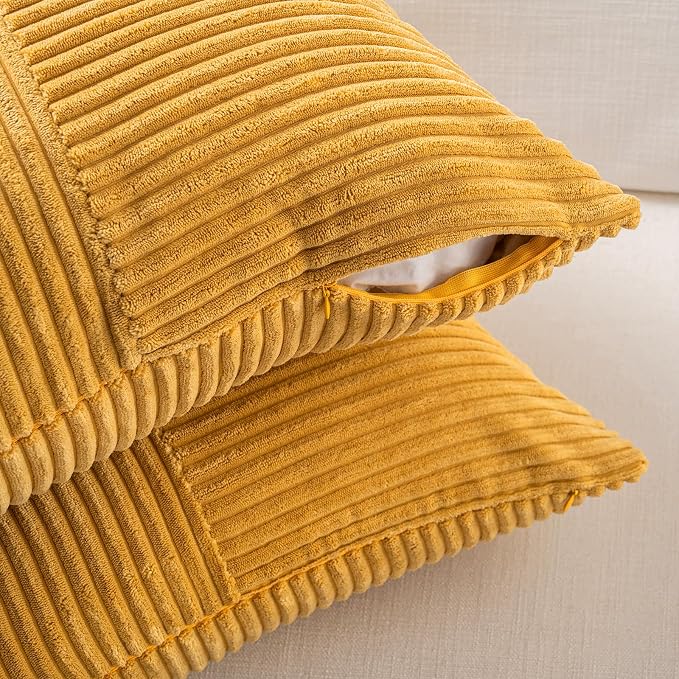 Fancy Homi 2 Packs Gold Yellow Samll Decorative Throw Pillow Covers 14x14 Inch - Image 4