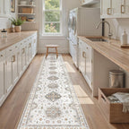 Washable 2.6x12 Runner Rug - Area Rugs Neutral Vintage Distressed Floral Farmhouse Boho Large Soft Floor Rug Indoor Carpet for Hallway Entryway Kitchen Home - Blue Brown