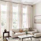 Extra Long Curtain 102 inches Long 2 Panels Set Back Tab Beige Drapes - Image 7