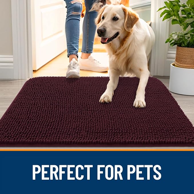 OLANLY Dog Door Mat for Muddy Paws 24x16, Super Absorbent Chenille Mud Mat | - Image 6