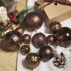 Senjie Brown Shatterproof Christmas Ornaments, 32 Pcs Spherical Balls for Xmas Trees