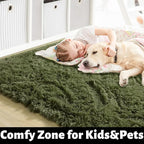 Amdrebio Olive Green Shaggy Area Rug 5x7 - Image 2