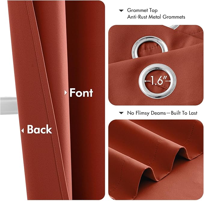 MIULEE Fall Blackout Curtains for Bedroom 2 Panel 40"x72" Long Burnt Orange | - Image 4