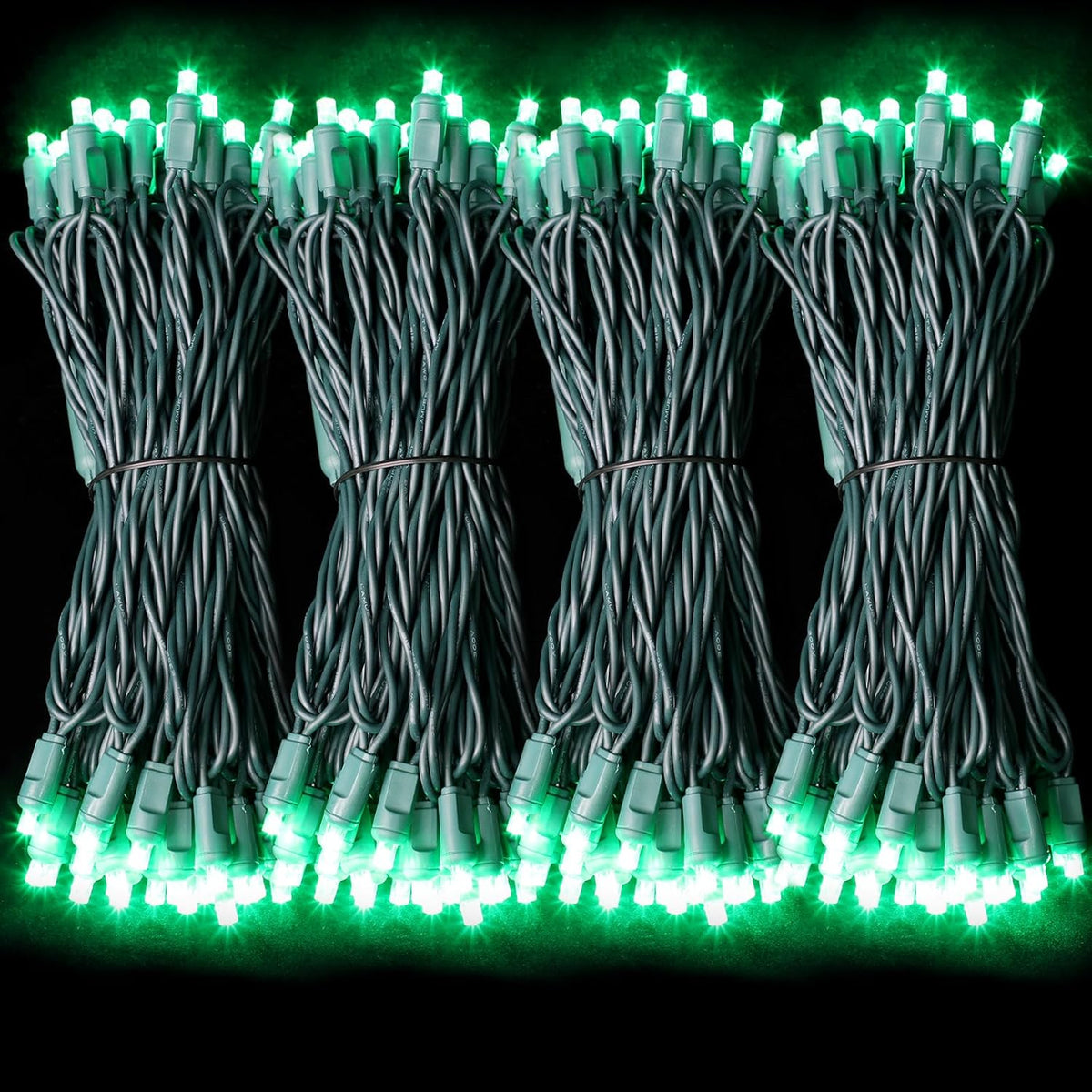 1200LED (24pk of 50L) String Lights, LED Christmas Lights, 6" SPACING,Green Wire, Green