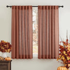 RYB HOME Linen Semi Sheer Curtains 63 inch Length by RYBHOME