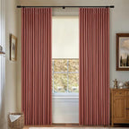 Terracotta 100% Black Out Pinch Pleat Linen 108 Inch Curtains | Black Out - Image 9