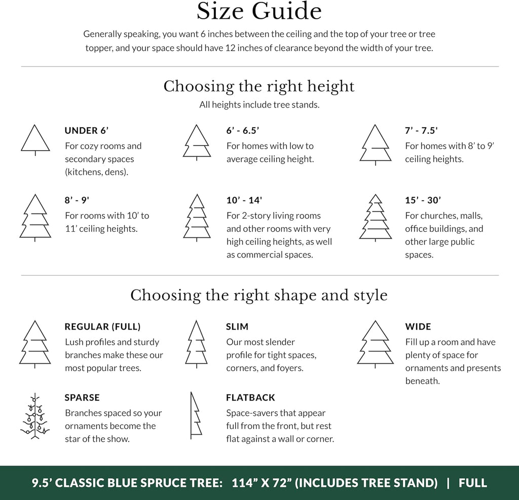 Balsam Hill 9.5ft Pre-Lit Classic Blue Spruce - Artificial Christmas Tree with 5,248+ Tips, 1600 Hand-Strung Clear LED Lights, Easy Plug System & Premium Stand for Indoor Holiday Decorating
