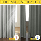 NICETOWN Grey Long Linen Full Shade Panels 2 Panels Set, Thermal Insulated & - Image 4