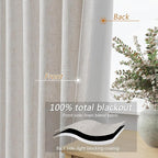 Light Beige 100% Blackout Curtains 84 Inch Long 2 Panels Set - Image 4