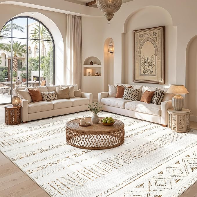 cotiled Boho 7x10 Area Rug for Living Room: Large Moroccan Washable Rug | Solve - Image 5