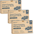 Poesie Travel Laundry Detergent Sheets 120 Sheets Liquidless Clothes Washing Strips Fresh Linen Scent (3 Pack 40 Count)
