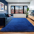 Navy Blue Area Rugs for Living Room Bedroom, 5x8 Fluffy Bedside Rug, Soft Plush - Image 4
