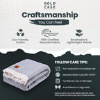 Gold Case Throw Blanket for Bed – 100% Recycled Turkish Cotton Bed Blanket – Decorative Throw Cotton Blankets for Living Room & Bedroom – Retro Grey Woven Queen Blankets – 90x90