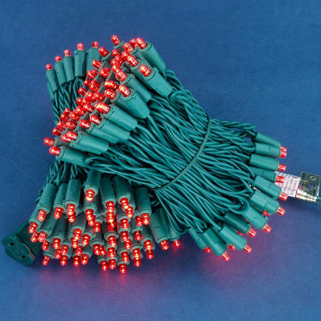 200 Count Red Wide Angle LED Christmas Lights, 66 ft Green Wire UL Certified Commercial Grade 5mm Holiday String Light Set (Red)
