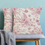 CXMEIFLY Hot Pink Spring Pillow Covers 18 x 18 Inch Set of 2 for Chinoiserie Flowers Decor Throw Pillows Floral Leaves Seasonal Plant Outdoor Decorative Cushion Cases for Couch Bed Decorations