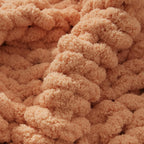 WESHIONGOO Chunky Knit Blanket Throw Knitted Throw Blankets for Couch Bed Fluffy Soft Blanket with Jumbo Chenille Yarn Thick 100% Handmade(Peach Fuzz, 50"×60")