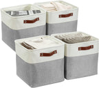 DECOMOMO Storage Cubes, 11x11 Cube Storage Bins, Baskets for Shelves (Grey & White, Cube 11" - 4 Pack)
