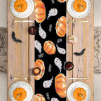 Halloween Table Runner Spooky Ghost Pumpkin Table Runner for Home Party Holiday Indoor Outdoor Table Decoration Halloween Table Decoration Kitchen Dining Table Decor 13 x 72 Inch (Black)