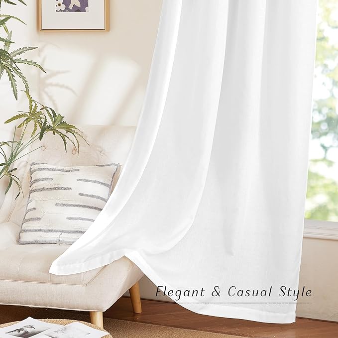 NICETOWN Thick White Linen Bedroom Curtains - Image 6