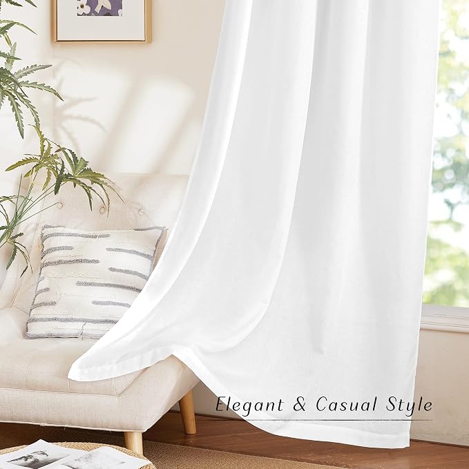 NICETOWN White Linen Curtains 132 inches Long, Grommet Privacy Added Linen - Image 5