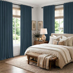 MIULEE 100% Blackout Linen Curtains 42 x 90 Inch Navy Blue 2 Panels | Thermal - Image 8