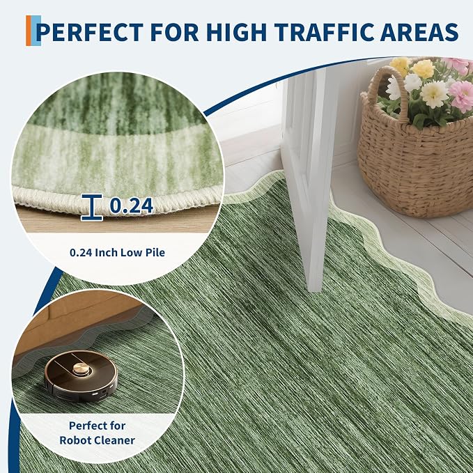 GarveeHome Scalloped Washable 5x7 Area Rugs - Image 6