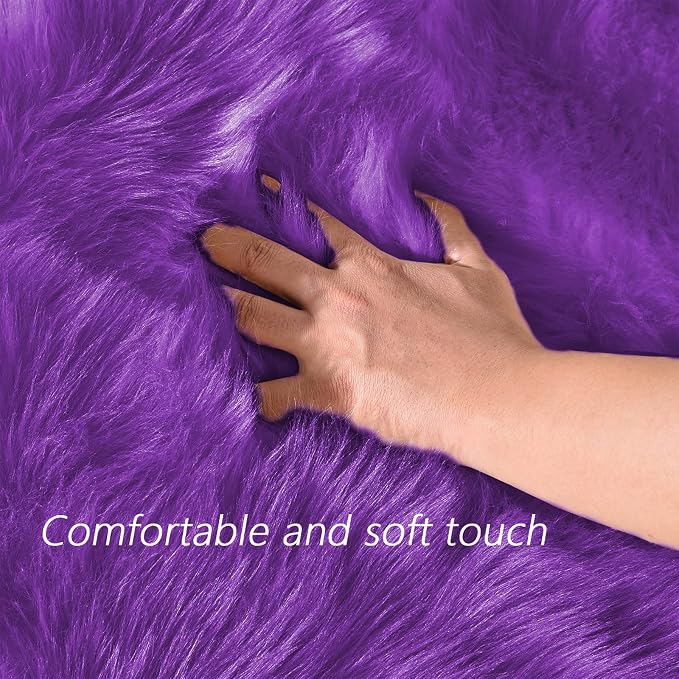 Latepis Round Fluffy Rug 5ft Purple Circle Rugs - Image 4