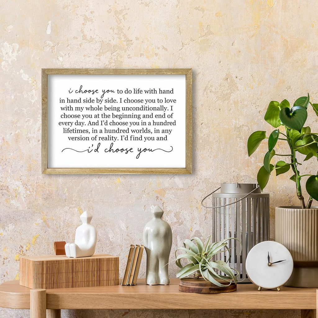 I Choose You To Do Life Sign Wall Decor 16X11 I Love You InchRomantic Marriage Art Wooden Framed Wall Hanging (Wood)